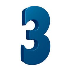 3d blue number 3 design for math, business and education concept 