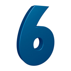 3d blue number 6 design for math, business and education concept 