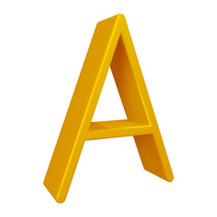 3D golden alphabet letter a for education and text concept