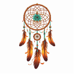 colorful dreamcatcher drawing in boho style, generative AI