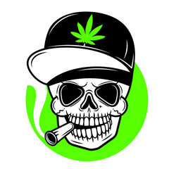 Simple Line art Cannabis or Hemp Logo Template. Best for Logo