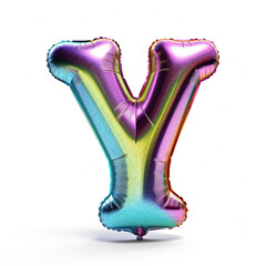 Silver metallic mylar colorful balloon letter Y