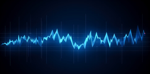 Fototapeta premium Ecg (heart rate) blue wave on a dark blue background.
