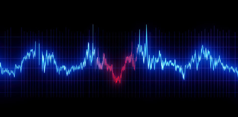 Ecg (heart rate) blue wave on a dark blue background.