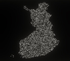 Map of Finland on a black background