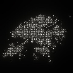 Map of Hong Kong on a black background