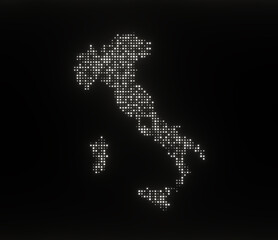 Map of Italy on a black background