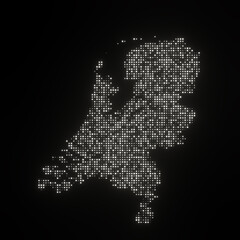 Map of Netherlands on a black background