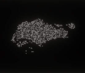 Map of Singapore on a black background