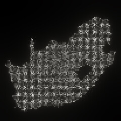 Map of South Africa on a black background