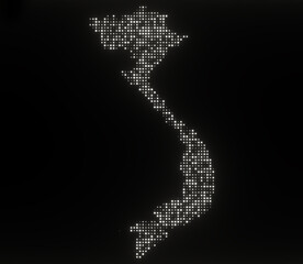 Map of Vietnam on a black background