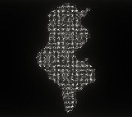 Map of Tunisia on a black background