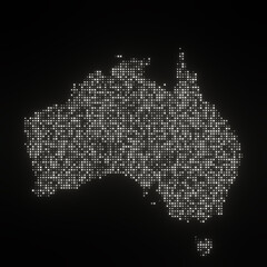 Map of Australia on a black background