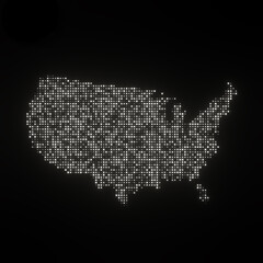 Fototapeta na wymiar Map of America on a black background