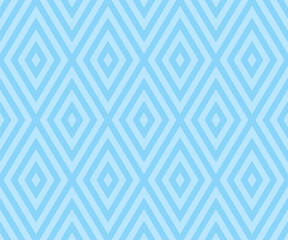 Pale Blue Rhombus Grid Geometric Seamless Pattern Vector Neat Simple Abstraction. Trendy Fashion Textile Design Hippie Retro Style Fabric Print Repetitive Wallpaper. Endless Art Abstract Illustration
