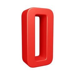 3D red alphabet letter o for education and text concept