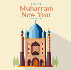 Islam New Year day or muharram vector illustration