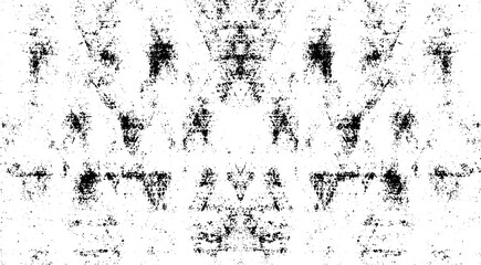 Obraz premium Monochrome texture composed of irregular graphic elements. Distressed uneven grunge background. Abstract vector illustration. Overlay for interesting effect and depth. Isolated on white background.