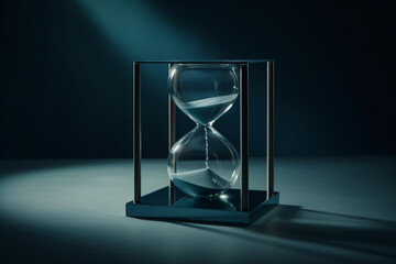 Time. An irreversible current flowing in only one direction, from past, through present to the future. Hourglass, seconds, clock, abstract eternity. Disappears and falls into oblivion. Generative AI. 