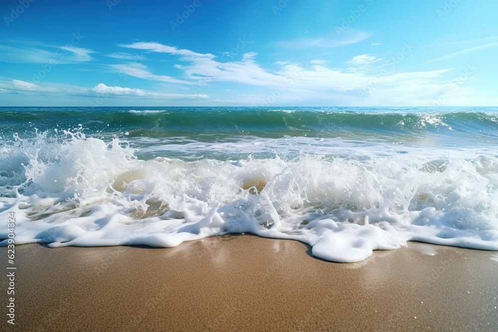 Poster waves on beach in summer