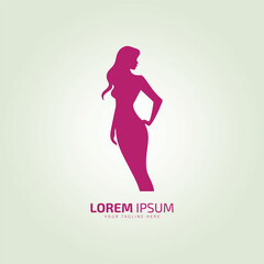 woman standing logo icon lady style vector illustration young girl logo design template feminine symbol illustration.