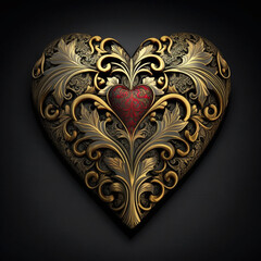 heart love symbol with floral ornament pattern decoration 3d illustration