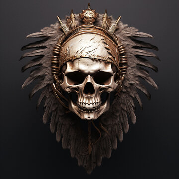 skull skeleton head with wings elegant illustration