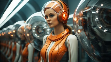 Female androids getting shown at a convention - A look into the future - sold like cars 3