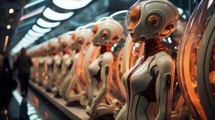 Female androids getting shown at a convention - A look into the future - sold like cars 4