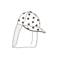 kids cap with protective veil  linear illustration