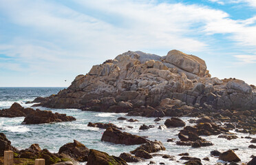 rocky coast of the region   Cochoa beach, Vina del Mar, Valparaiso, Chile