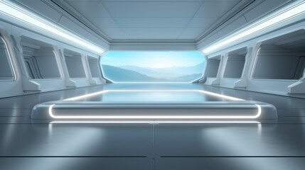 Obraz premium Futuristic Minimalist Framed Art Mockup