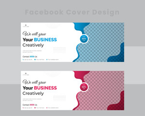 Creative and clean facebook cover design with organic shape and two color. 