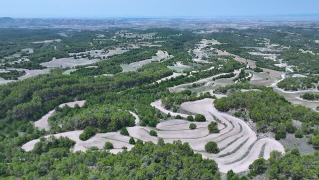 Landscape around the Monument to the Fallen in the Position of San Sim&oacute;n in the Los Monegros region. Town of Robres. Huesca province. Aragon. Spain. Europe