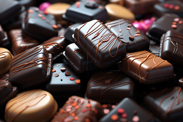 Approach to group of chocolate pieces, chocolate day