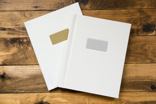 Photo album with leather hardcover and frame for design and personalization