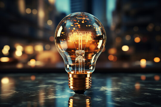 Strategic brilliance, Light bulb and gears synchronize for financial ingenuity Generative AI