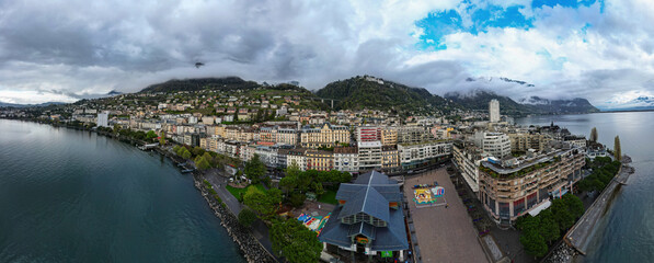 City of Montreux and Lake Leman in the evening - travel photography