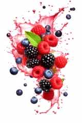 Gordijnen Falling fresh ripe wild berries. Generative ai © Lusi_mila