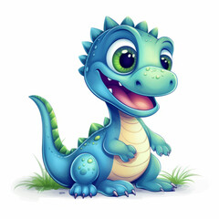 Colorful & Fun: Kids' Cartoon Dino Art | Comical Tyrannosaurus, Smart Reptiles & Fantasy Dragons - obrazy, fototapety, plakaty