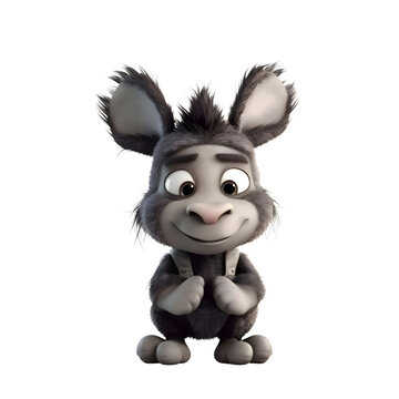 Cartoon Donkey with a smile on his face - 3D Illustration