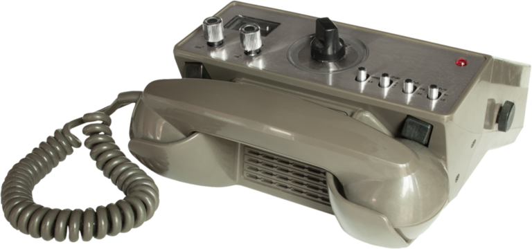 Telephone handset on a two way radio