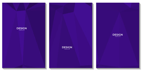 set of flyers, set of covers, set of posters, abstract purple geometric background with triangles