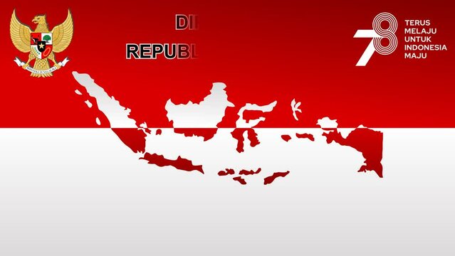 Happy 78th independence day of Indonesia white red background