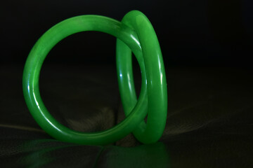 Jade is a green jade bangle. as an ornament