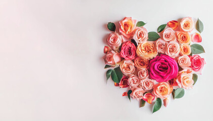 Rose Garden Heart Illustration on White Background, Generative AI