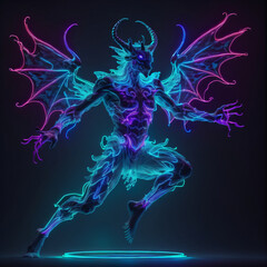 neon mythical beast ai generated 