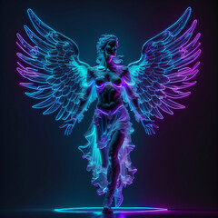 mythical neon angel ai generated 