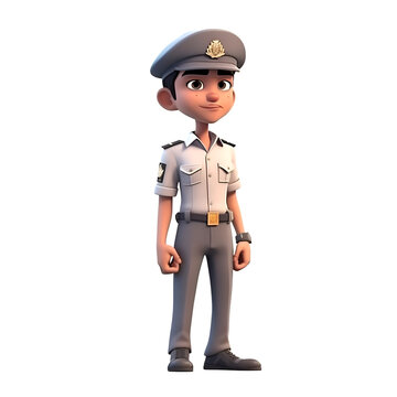 Policeman with hat and uniform (3D Rendering)