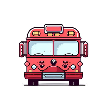 School bus with smiley face. Vector illustration in cartoon style.